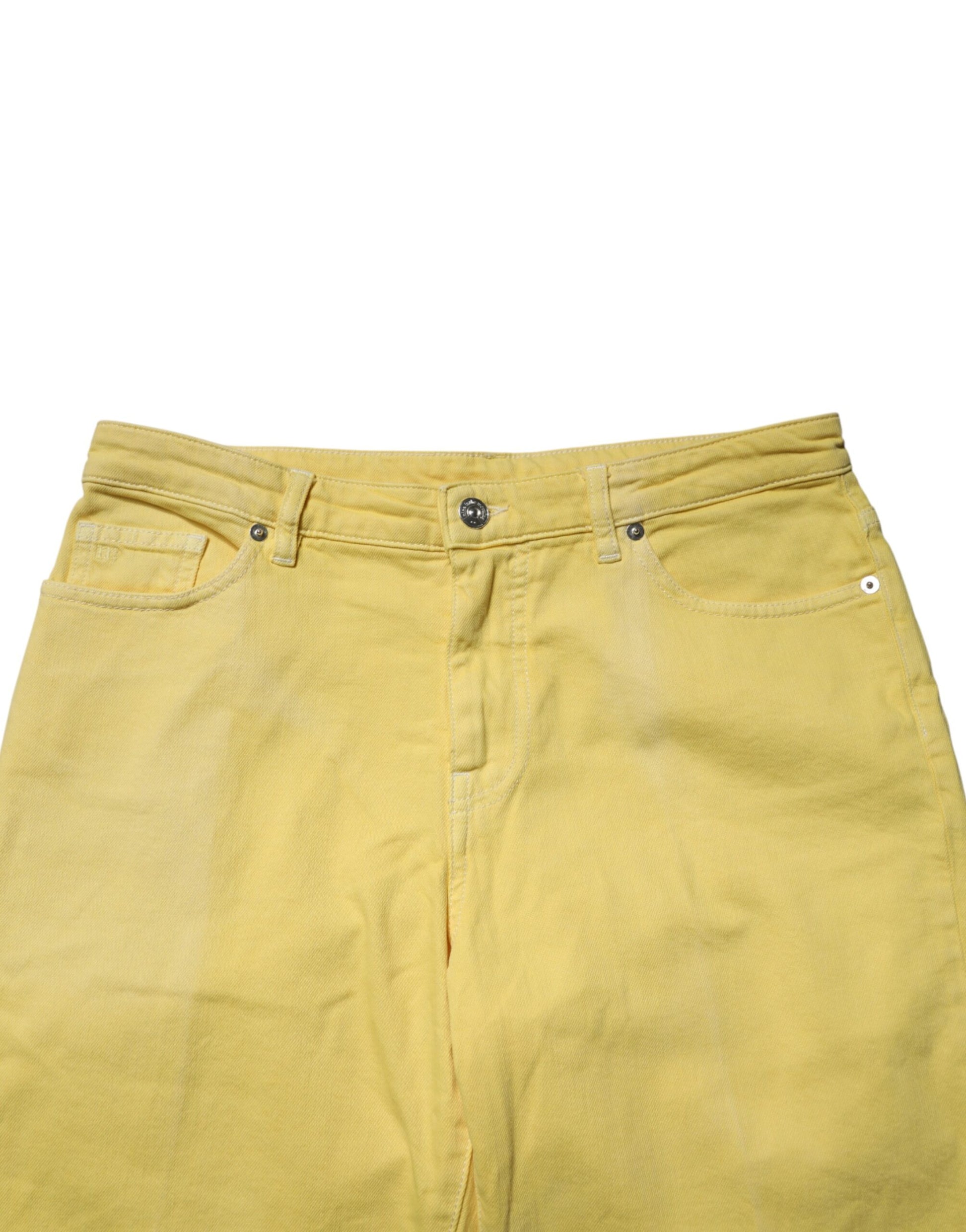Yellow Tapered Mid Waist Denim Trouser Jeans