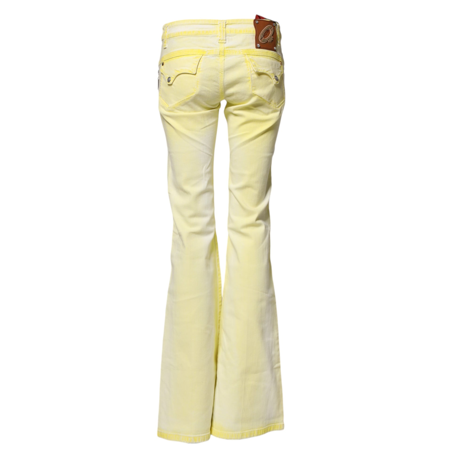 Yellow Cotton Bootcut Low Waist Denim Trouser Jeans