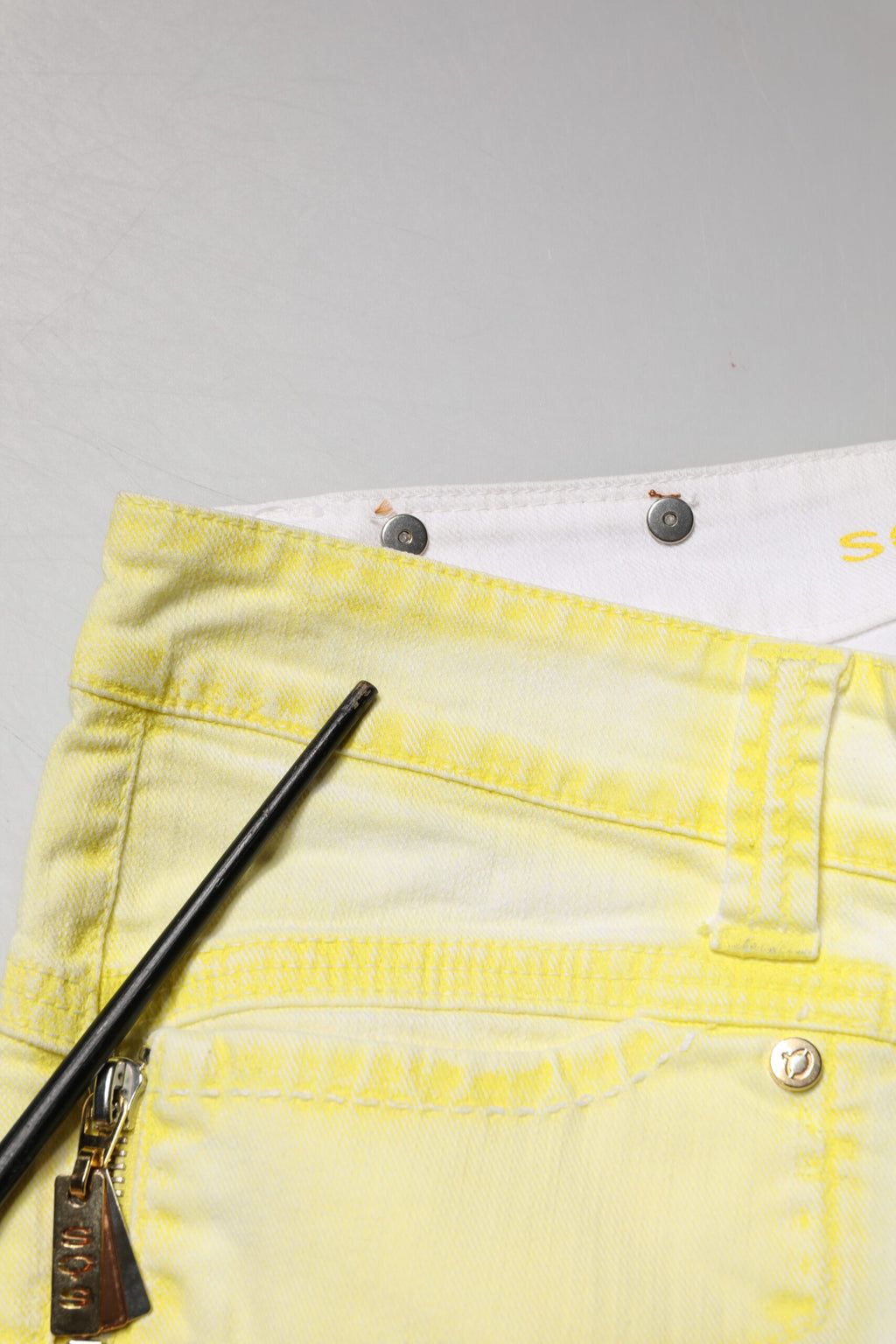 Yellow Cotton Bootcut Low Waist Denim Trouser Jeans