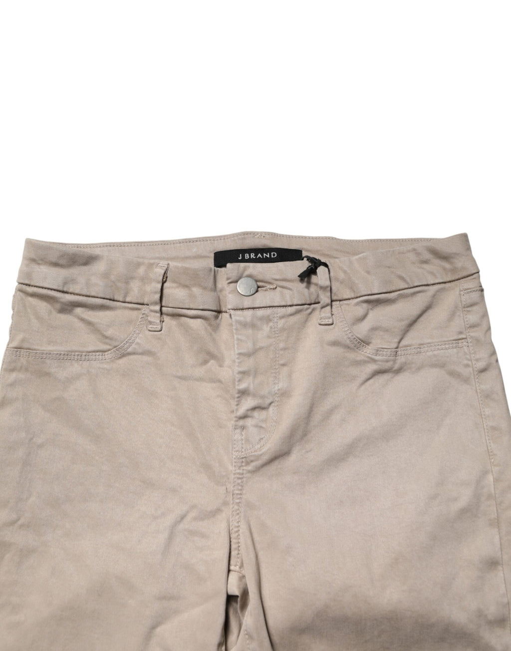 Beige Skinny Mid Waist Chino Casual Trouser Pants