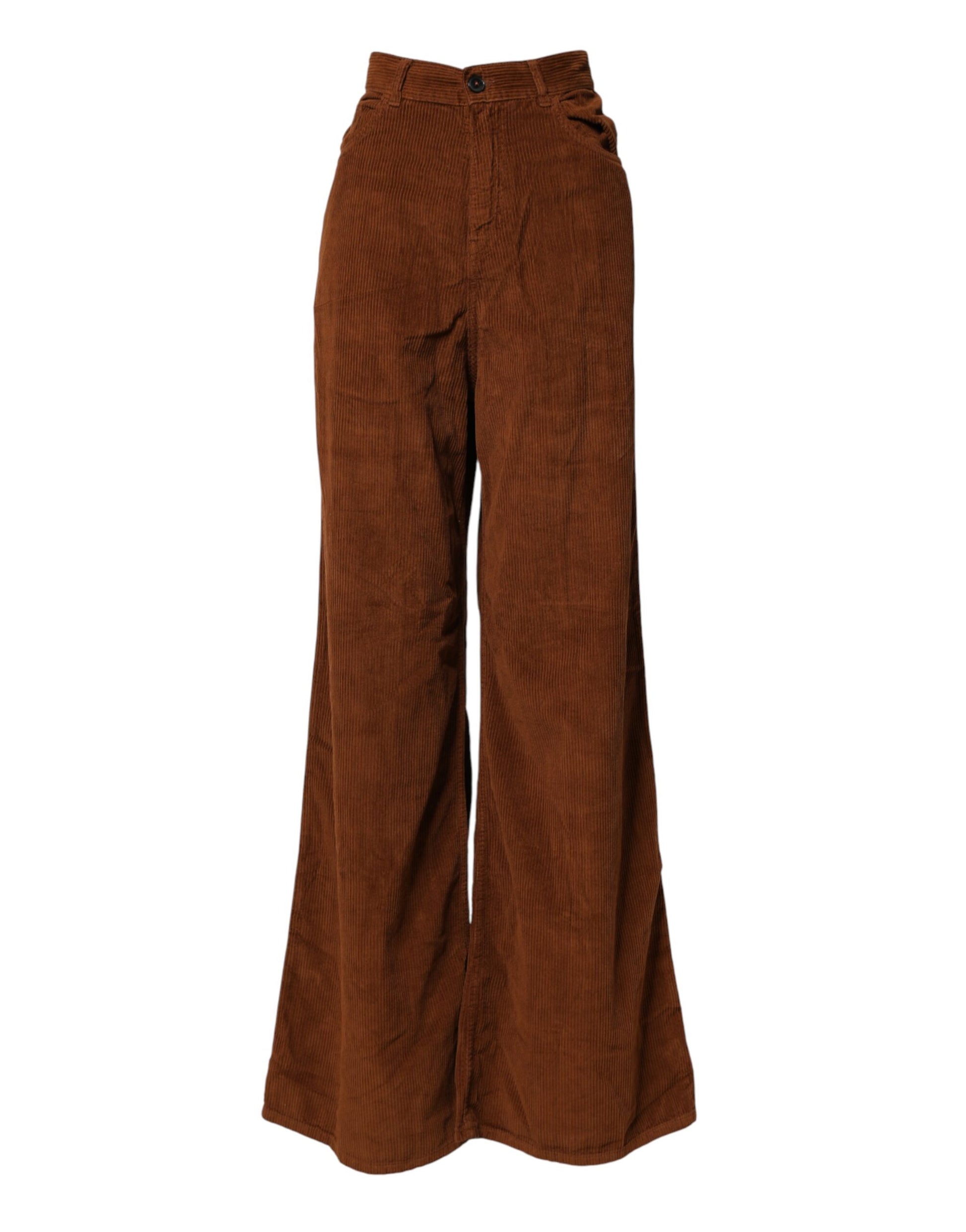 Brown Wide Leg High Waist Corduroy Denim Trouser Jeans
