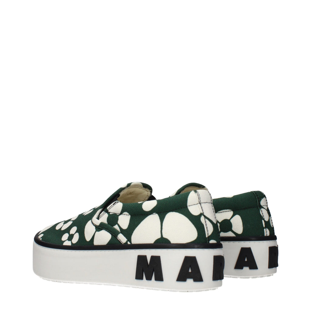 Green Fabric Slip-On Loafers