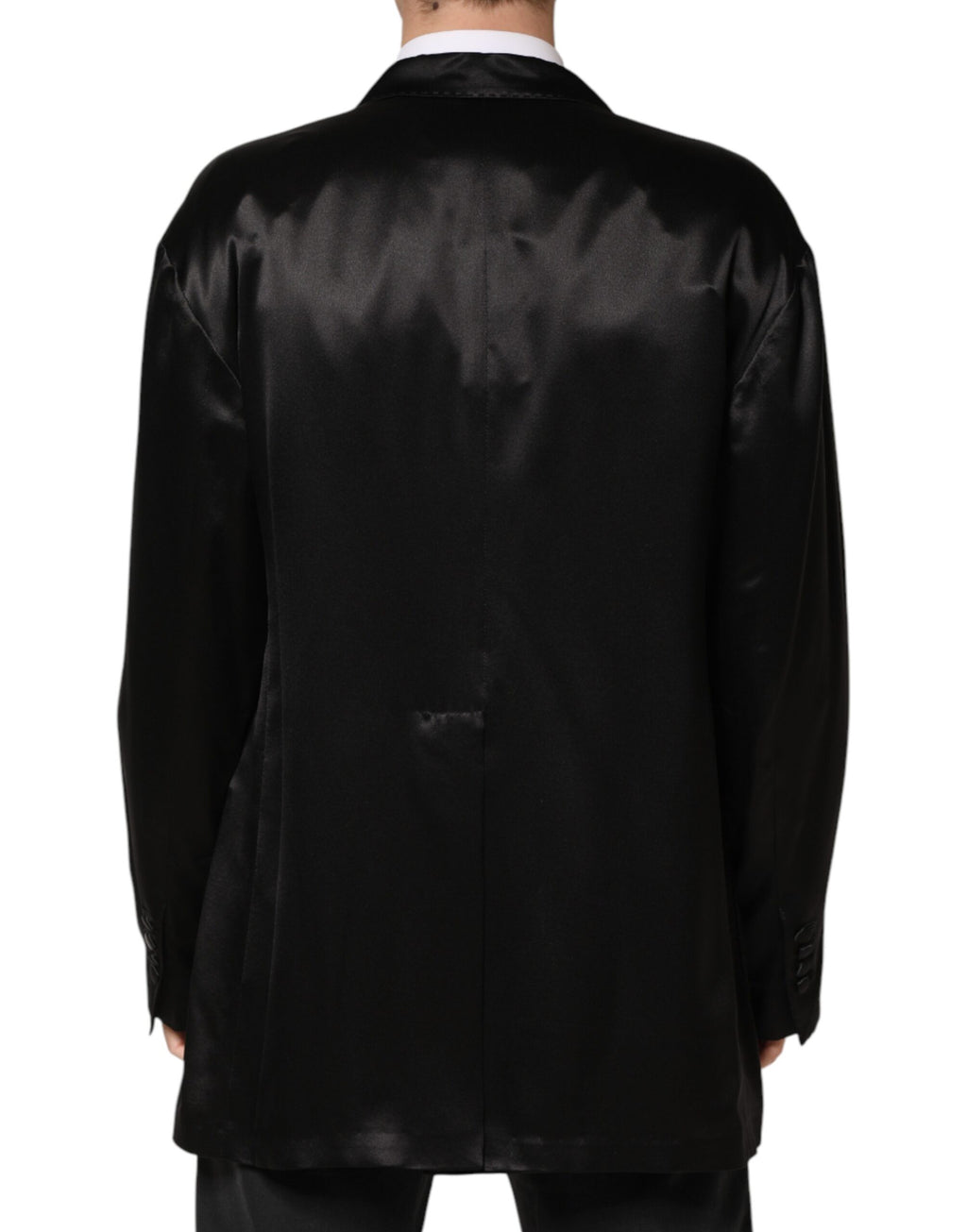 Black Silk Double Breasted 2 Button Blazer