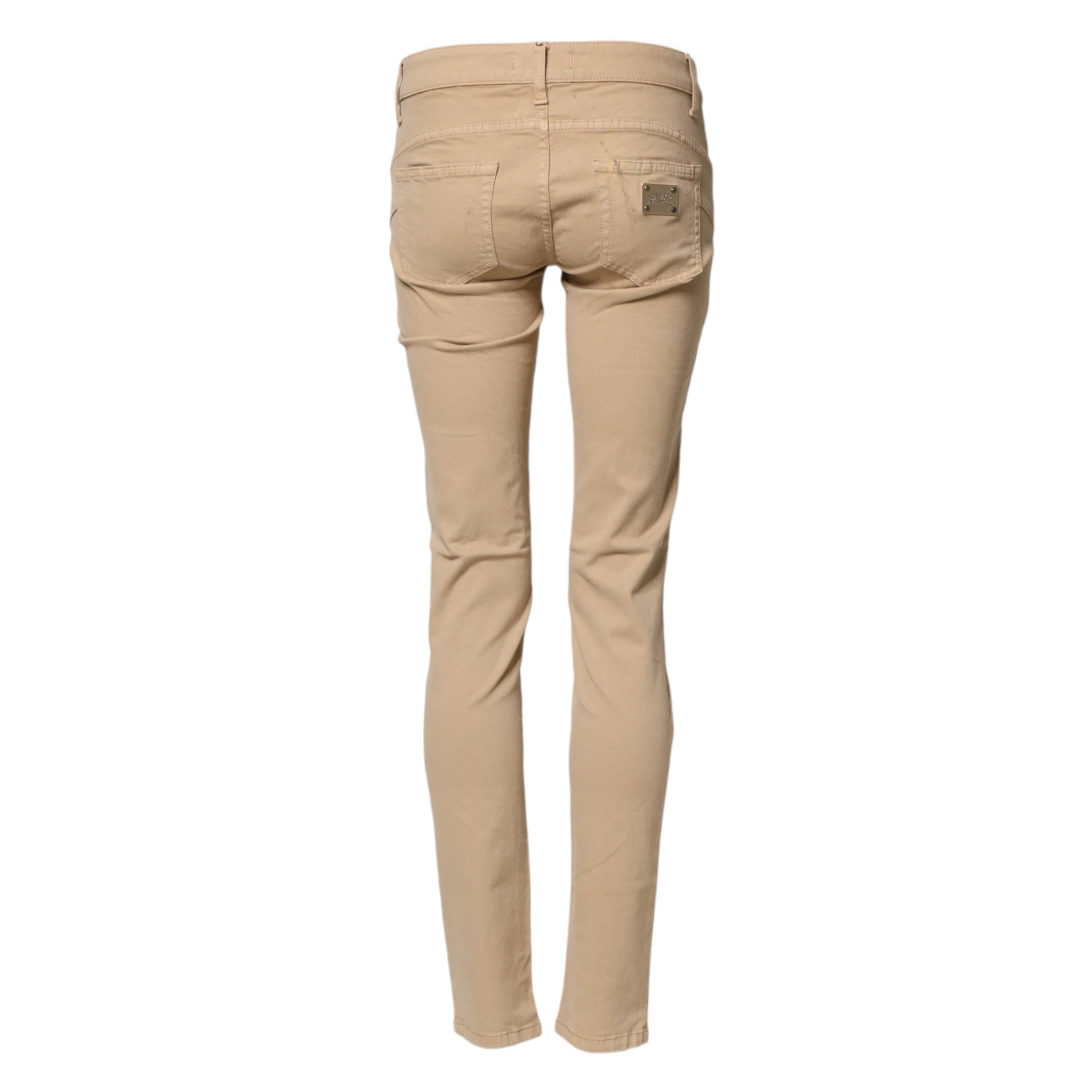 Beige Skinny Low Waist Denim Casual Trouser Jeans