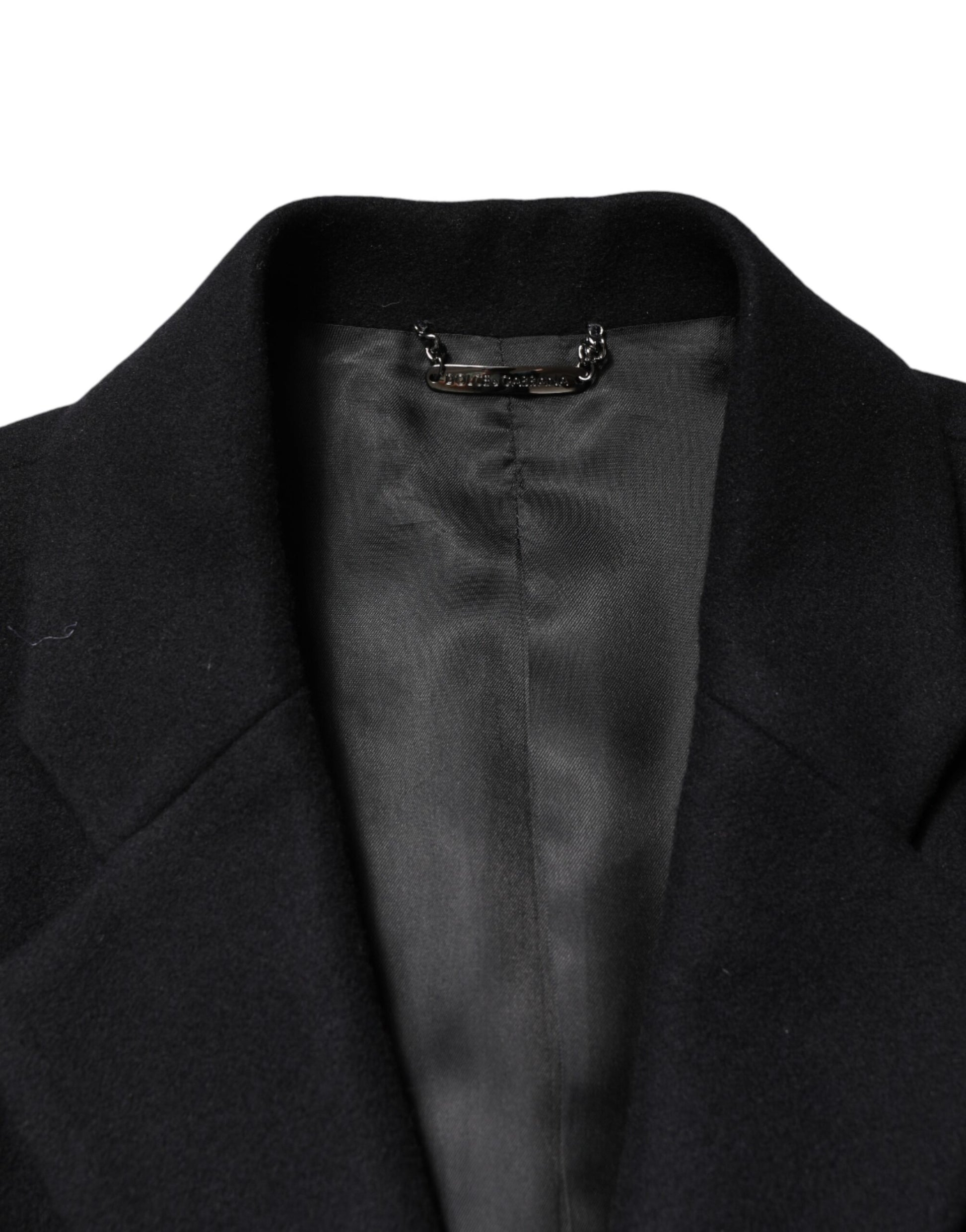 Black Wool Single Breasted Long Coat Jacket