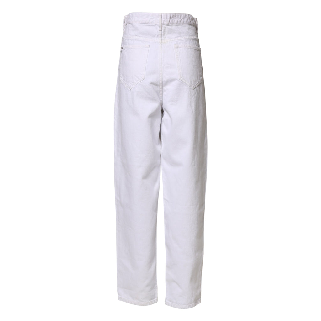 White High Waist Straight Denim Jeans