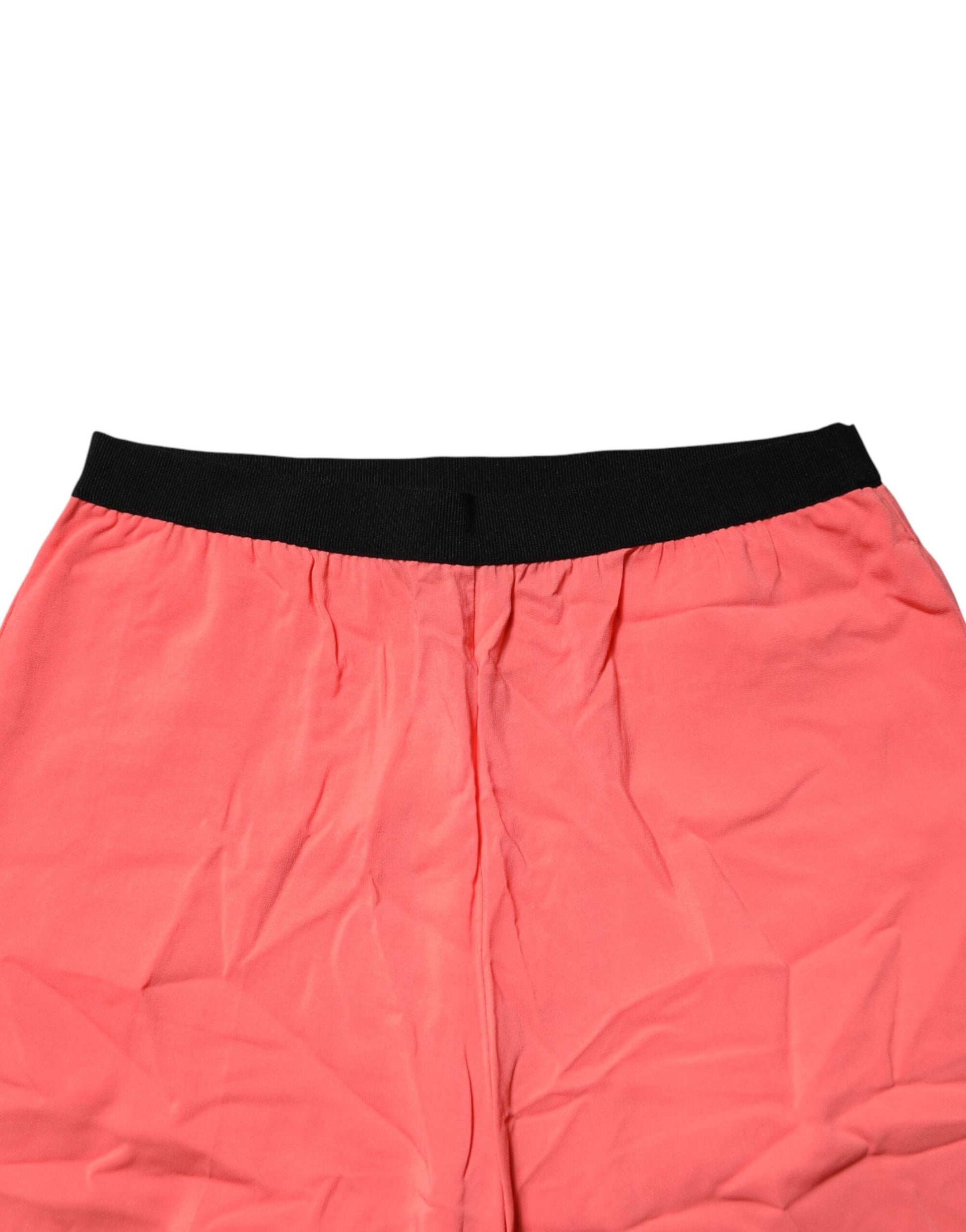 Neon Pink High Waist Straight Wide Leg Trouser Pants