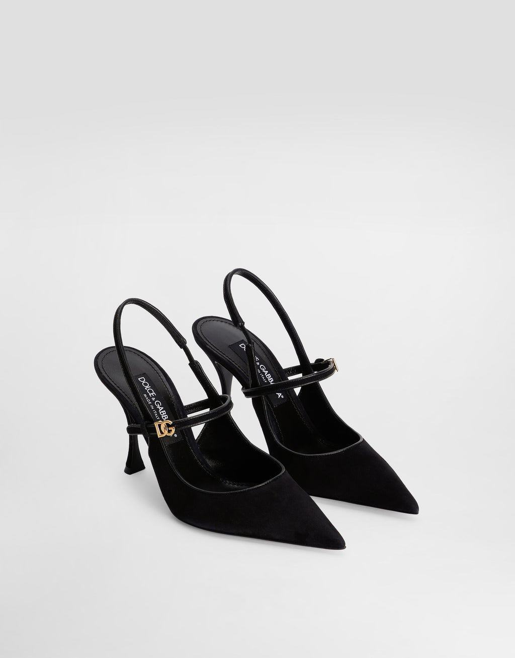 Suede and nappa leather slingback