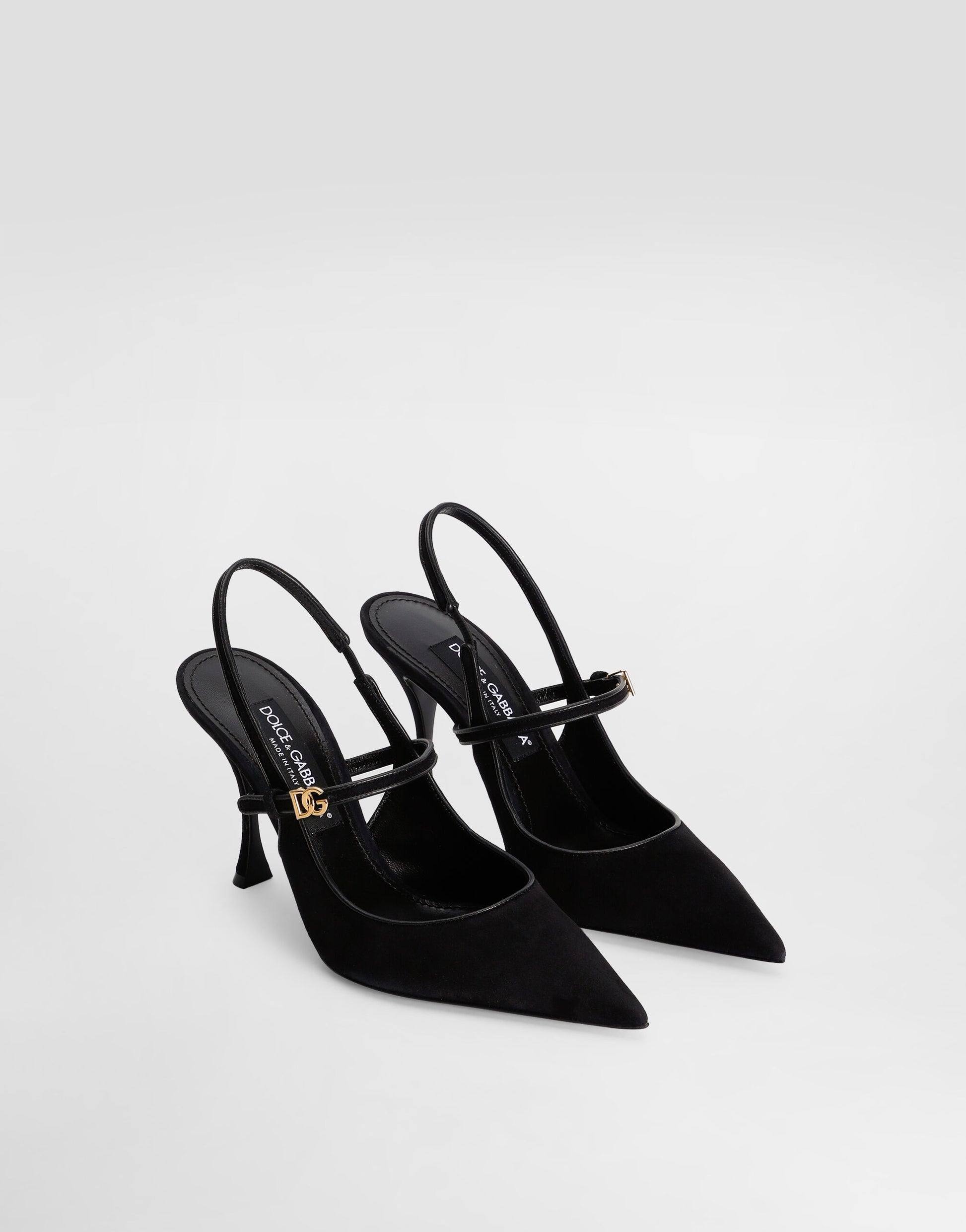 Suede and nappa leather slingback